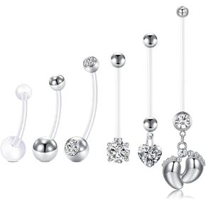 AceFun Belly button piercing pregnancy Flexible Clear Acrylic Pregnancy Belly Button piercing Ring Personalized Dangle Pregnancy Maternity Belly Bars 18mm 25mm 32mm 35mm 38mm in Saudi Arabia