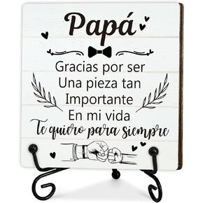 Birthday Gifts for Dad, Spanish Father's Day Gifts from Daughter Son Wife, Best Dad Ever Gifts for Him Who Wants Nothing, Regalos para Papá, Personalized Wooden Plaque Sign Gifts for Men, 5x5 In-C13 in Saudi Arabia