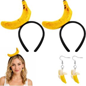 CZFDHP Banana Headband, Humorous Costume Accessories for Party Events, Comic Conventions and Themed Gatherings, Three-Piece Set with Two Headbands and One Pair of Earrings in Saudi Arabia
