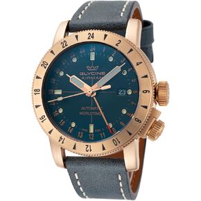Glycine GL0167 Men's Airman 44 Bronze GMT Automatic 44mm Blue Leather Watch in Saudi Arabia