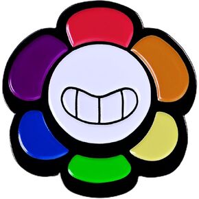 Flower Rainbow Petals Smiley Face Enamel Pin, 1.5 inch in Saudi Arabia