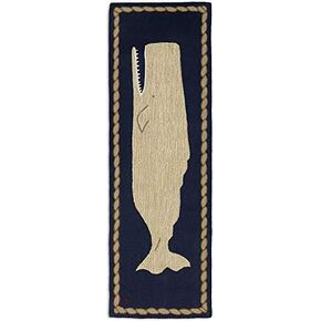 Chandler 4 Corners Artist-Designed Moby Dick Hand-Hooked Wool Runner Rug (30 IN x 96 IN) Coastal Rug for Entryways, Hallways, Living rooms - Low Maintenance Nautical, Marine, Coastal, Whale Home Décor in Saudi Arabia