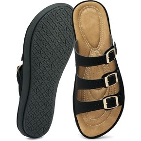Alicegana Summer Flat Sandals for Women: Comfortable Slip On Walking Shoes Dressy Slides Sandals 2026 with Adjustable Buckle & Cushioned Footbed for Vacation Casual Outings in Saudi Arabia