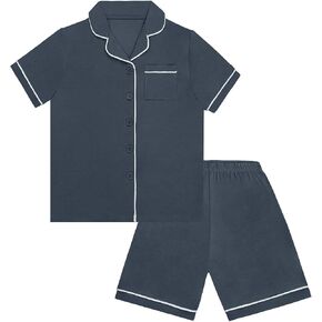 GUISBY Kids Rayon of Bamboo Pajamas Set Short Sleeve Button Top | Soft Rayon of Bamboo Pajamas Set, Breathable Sleepwear, Lightweight Comfort, Kids Loungewear, All Season Wear in Saudi Arabia