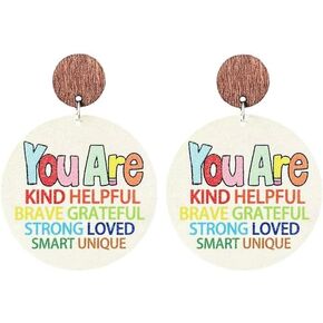 Blue Drop Teacher Earrings Wooden Drop Dangle or Last Day of School Teacher's Day for Students Teachers Appreciation Gifts in Saudi Arabia