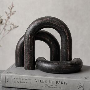 EOSAHR Pine Wooden Arch Decor Set for Green Boho Decor - Decorative Objects for Coffee Table, Side & Bookshelf - Minimalist Wood Sculpture for Table Decoration (Green) in Saudi Arabia