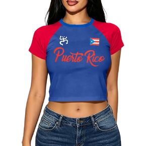 Boricua Puerto Rican Shirt Women Puerto Rico Flag T-Shirt Color Block Raglan Tee USA Patriotic Short Sleeve Tops in Saudi Arabia