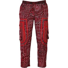 Ezhippie Mens Boho Moon Star Print Festival Cotton Cargo Pants Relaxed Fit Hippy Trousers in Saudi Arabia