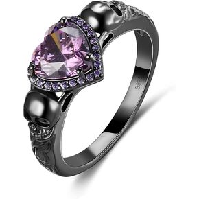 Skull Ring S925 Sterling Silver Black Diamond Gothic Ring Band for Women Promise Engagement Wedding for Her in Saudi Arabia