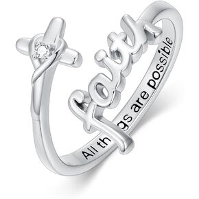 Cross Rings Faith Ring 925 Sterling Silver Adjustable Cross Wrap Ring Christian Fashion Band for Women Girlfriend Gift in Saudi Arabia