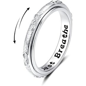 Infinity Spinner Fidget Anxiety Ring 925 Sterling Silver Just Breathe Stress Relief Spinner Rings for Women, Calming ADHD Autism Focus Jewelry Gifts in Saudi Arabia