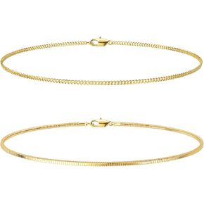 Moodear Stack 6.5Inches Chain Men Bracelet - Thin 14K Gold Plated 2mm Snake Cuban Bracelet Sets for Mens Trendy Jewelry Gift in Saudi Arabia