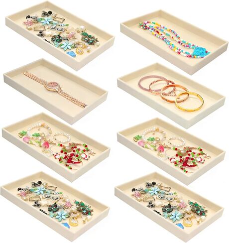 12-Pack Jewelry Organizer Trays, Stackable Velvet Jewelry Trays Drawer Inserts for Earrings Rings Necklaces Bracelets Earring Organizer For Women Jewelry Storage Display Case in Saudi Arabia