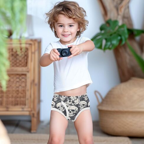 ALAZA Cotton Boys' Underwear Seamless Halloween Human Skulls Spider Web Boys Briefs Soft Toddler Underwear in Kuwait