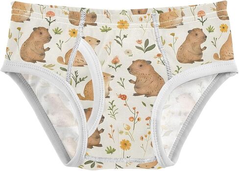 ملابس داخلية قطنية للأولاد من ALAZA، ملابس داخلية جميلة للأولاد من نوع Capybaras صغيرة مزهرة، ملابس داخلية ناعمة للأطفال الصغار in Kuwait