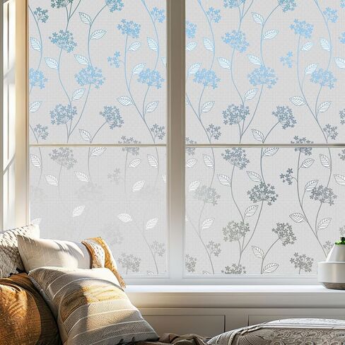 Frosted Window Privacy Film, White Lace Stained Glass Window Film, Static Cling Removable Privacy Decal, Sun Blocking Decorative Tint with Effect for Home, Doors and Office (S686, 17.7'' x 78.7'') in Saudi Arabia
