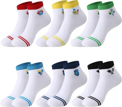 6 Pairs Pickleball Socks for Women, Novelty Pickleball Athletic Running Socks Pickle Gifts for Pickles Lovers in Kuwait