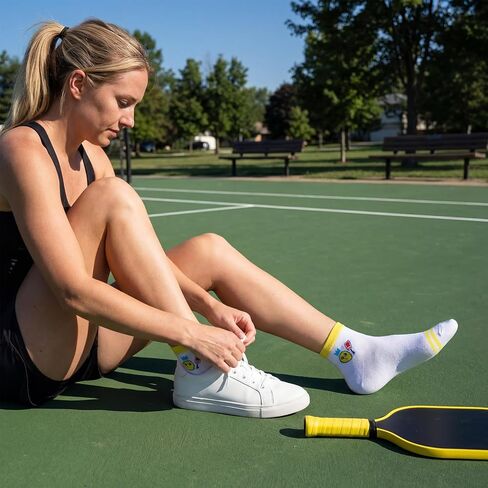 6 Pairs Pickleball Socks for Women, Novelty Pickleball Athletic Running Socks Pickle Gifts for Pickles Lovers in Kuwait