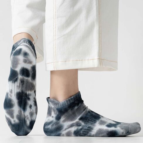 5 Pairs Tie Dye Ankle Socks Giftbox Set for Women Men, Soft Terry Bottom Cushioned Socks with Ear Tab in Saudi Arabia