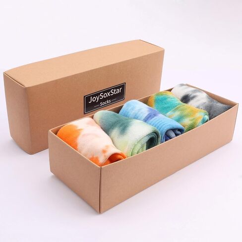 5 Pairs Tie Dye Ankle Socks Giftbox Set for Women Men, Soft Terry Bottom Cushioned Socks with Ear Tab in Saudi Arabia