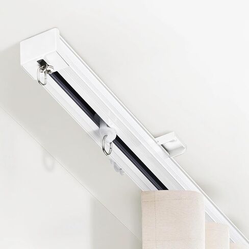 TEAKMAMA Ceiling Curtain Track, Curtain Track Heavy-Duty, Silent Ceiling Mounted Rail Set for Room Divider with Roller Hooks and Clips for Living Room Bedroom, 6ft-9ft, White in Kuwait