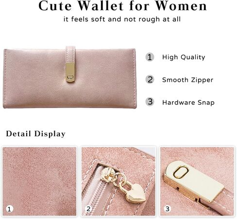 Ultra Slim Genuine Leather Wallet for Women - Thin Bifold RFID Blocking Card Holder with Magnetic Closure & Coin Pocket (Pink) (Blue) in Saudi Arabia