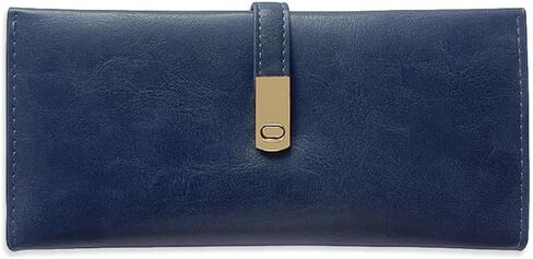 Ultra Slim Genuine Leather Wallet for Women - Thin Bifold RFID Blocking Card Holder with Magnetic Closure & Coin Pocket (Pink) (Blue) in Saudi Arabia