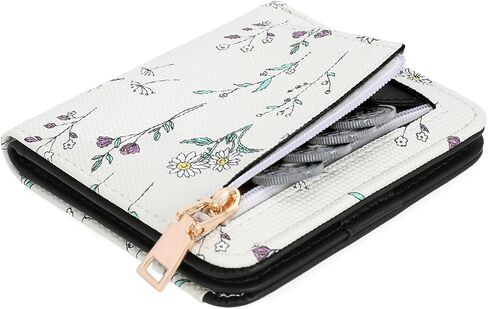 GAEKEAO Small Wallet for Women RFID Leather Bifold Slim Card Holder Cute Flower Wallet for Women with Zipper Coin Pocket in Saudi Arabia