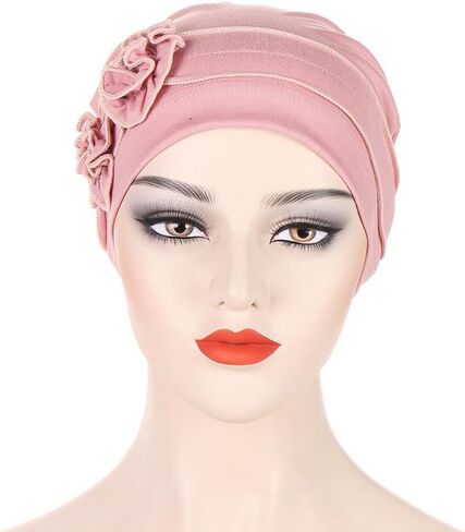 وشاح شعر للرأس للسيدات، قبعة عمامة مطاطية ناعمة على شكل زهرة، قطعة واحدة من غطاء الشعر الإسلامي in Kuwait