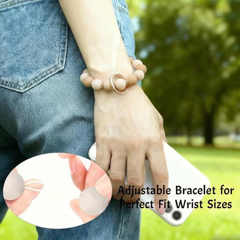 2PCS Bracelet Key Ring Set, Cute Car Keychain Wristlet, Anti-Lost Jade Beaded Bangle Keychains for Women Girls in Saudi Arabia