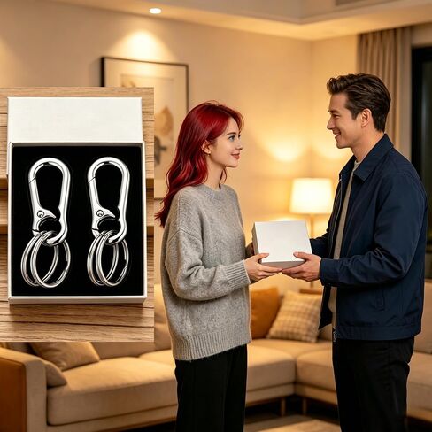 مشبك سلسلة مفاتيح معدنية شديدة التحمل مكون من قطعتين مع حلقة مفاتيح، منظم مفاتيح حزام متين للسيارة والمنزل والسفر في الهواء الطلق in Kuwait