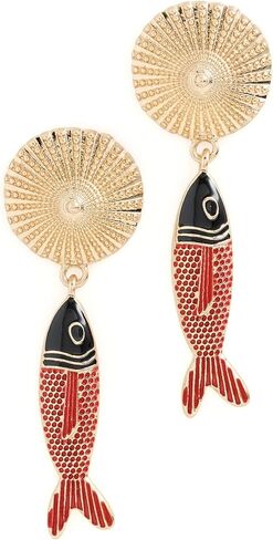 By Adina Eden Women's Sun Disc Fish Drop Earrings in Saudi Arabia