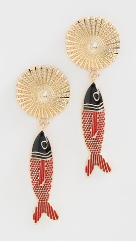 By Adina Eden Women's Sun Disc Fish Drop Earrings in Saudi Arabia