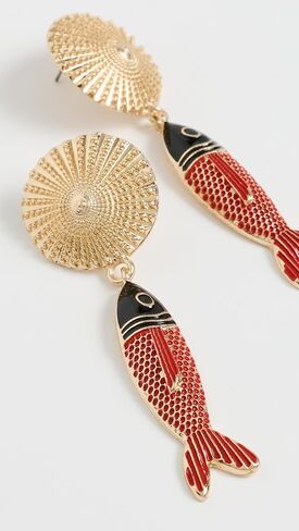 By Adina Eden Women's Sun Disc Fish Drop Earrings in Saudi Arabia