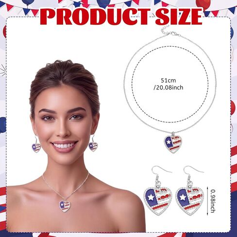Unittype Puerto Rico Jewelry Set Heart Dangle Puerto Rican Flag Patriotic Earrings and Pendant Necklace Gift for Women July 4th 250th Anniversary in Kuwait
