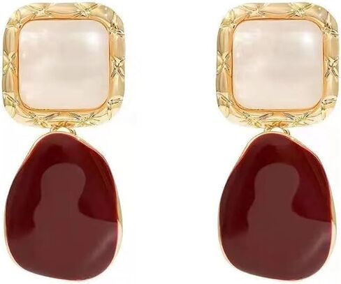 Drop Earrings for Women, resin earrings Geometric Minimalist Design, Gold Tone Alloy, Lightweight Pendant Earrings Fashion Earaccessory Gifts in Saudi Arabia