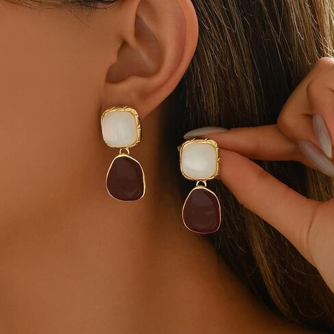 Drop Earrings for Women, resin earrings Geometric Minimalist Design, Gold Tone Alloy, Lightweight Pendant Earrings Fashion Earaccessory Gifts in Saudi Arabia