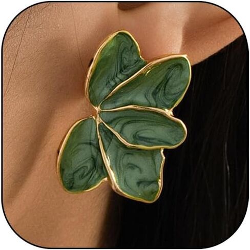 Flower Earrings for Women Irregular Red Pink Petal Earring Big Floral Statement Earrings Fancy Flower Drop Dangle Earring Christmas Spring Trendy Jewelry Accessories in Kuwait