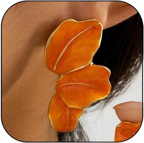 Flower Earrings for Women Irregular Red Pink Petal Earring Big Floral Statement Earrings Fancy Flower Drop Dangle Earring Christmas Spring Trendy Jewelry Accessories in Kuwait