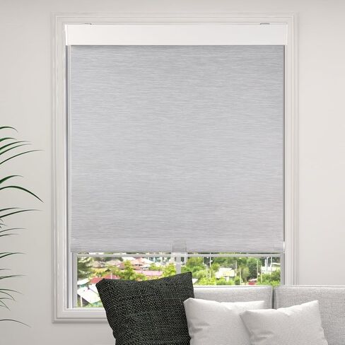 OCTO Cordless Blackout Roller Shades for Indoor Windows,Free-Stop Shade with Valance,Thermal Insulated Woven Fabric,UV Protection，Blinds for Home，Office，Easy to Install(72" H x 23" W, Grey) in Saudi Arabia