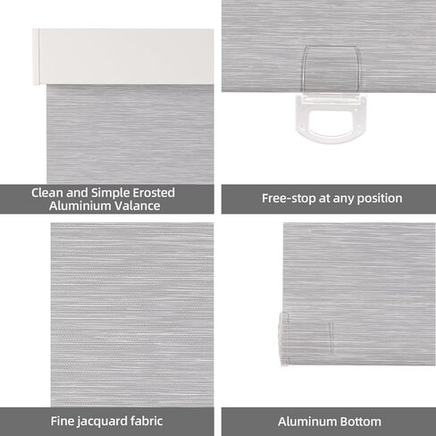 OCTO Cordless Blackout Roller Shades for Indoor Windows,Free-Stop Shade with Valance,Thermal Insulated Woven Fabric,UV Protection，Blinds for Home，Office，Easy to Install(72" H x 23" W, Grey) in Saudi Arabia