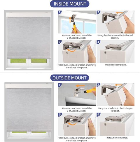 OCTO Cordless Blackout Roller Shades for Indoor Windows,Free-Stop Shade with Valance,Thermal Insulated Woven Fabric,UV Protection，Blinds for Home，Office，Easy to Install(72" H x 23" W, Grey) in Saudi Arabia