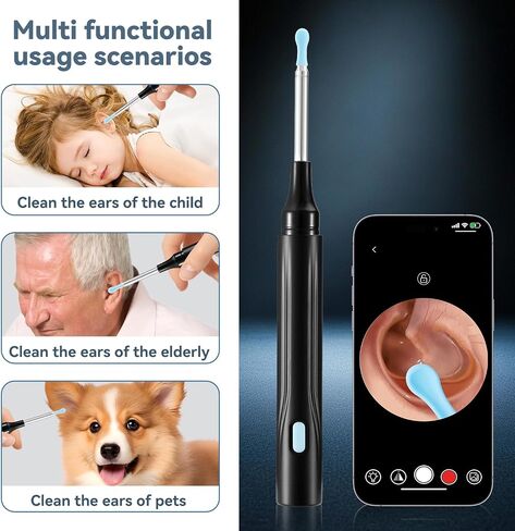 Wireless Ear Wax Removal Tool Kit with 1080P HD Camera, Ear Pick Ear Cleaner with 6 Led Lights, 15-in-1 Earwax Cleaning Tool for iOS and Android in Saudi Arabia