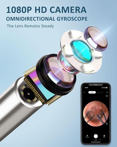 CozyZen S5 Ear Wax Removal Tool with 10 MP Camera, Omnidirectional Tweezers, 1080P HD Otoscope, 12 Ear Spoons, Wireless Ear Cleaner for iOS & Android with Light & Portable Case in Saudi Arabia