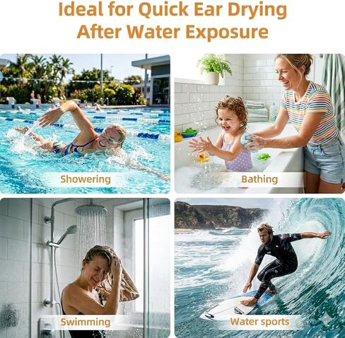 Ear Dryer – Portable Rechargeable Ear Drying Device with Adjustable Warm Air & Red LED Indicator Light for Quick Water Removal After Swimming & Shower, Ideal for Adults & Swimmers in Saudi Arabia