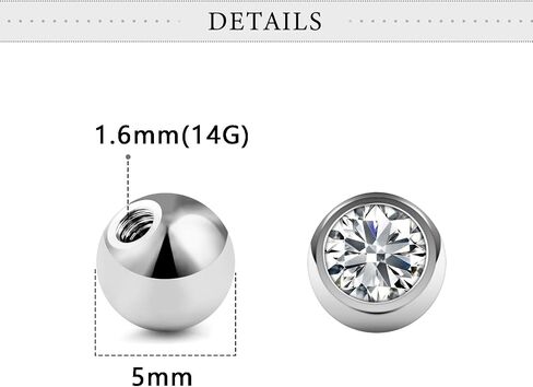 16Pcs 14G Externally Threaded Piercing Balls Stainless Steel Replacement Balls Piercing Parts for Tongue Nipple Industrial Septum Lip and and Other Body Jewelry in Saudi Arabia
