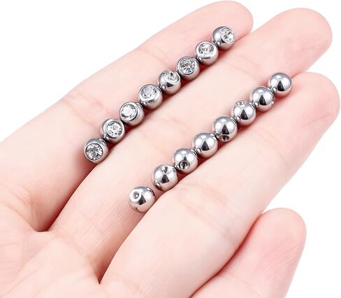 16Pcs 14G Externally Threaded Piercing Balls Stainless Steel Replacement Balls Piercing Parts for Tongue Nipple Industrial Septum Lip and and Other Body Jewelry in Saudi Arabia