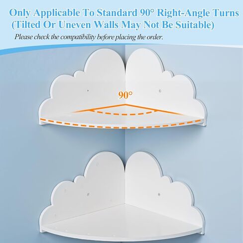 Cloud Floating Corner Shelves, Set of 3 Cloud Corner Floating Shelves Wooden Cute Wall Mounted Shelf Clouds Dispaly Shelf for Toys Plants & Storage in Saudi Arabia