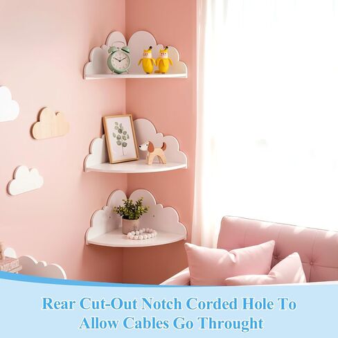 Cloud Floating Corner Shelves, Set of 3 Cloud Corner Floating Shelves Wooden Cute Wall Mounted Shelf Clouds Dispaly Shelf for Toys Plants & Storage in Saudi Arabia