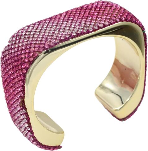 Women's Wide Cuff Bracelet Statement Jewelry with Sparkling Rhinestones, Open Adjustable Design for Party, Evening, Daily Wear in Kuwait